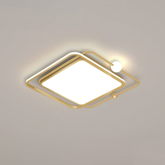 Minimalist Geometric Acrylic Led Flush Mount Ceiling Light For Bedrooms Gold / White Square Plate