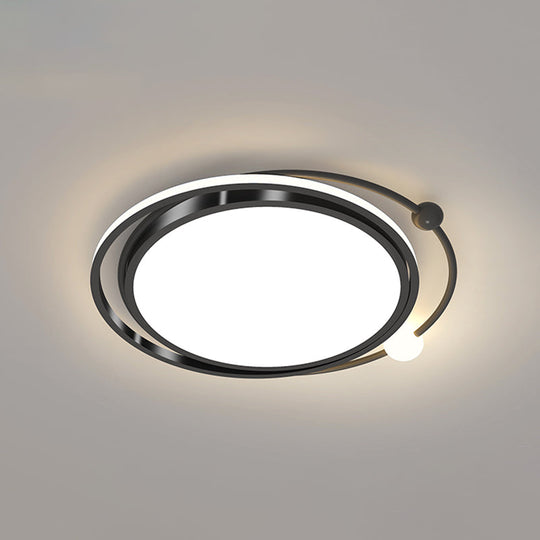 Minimalist Geometric Acrylic Led Flush Mount Ceiling Light For Bedrooms Black / White Round