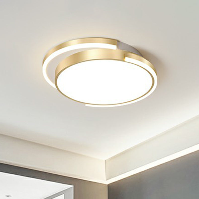 Golden Round Led Flush Mount Ceiling Light For Bedroom Simplicity Acrylic Lighting Fixture