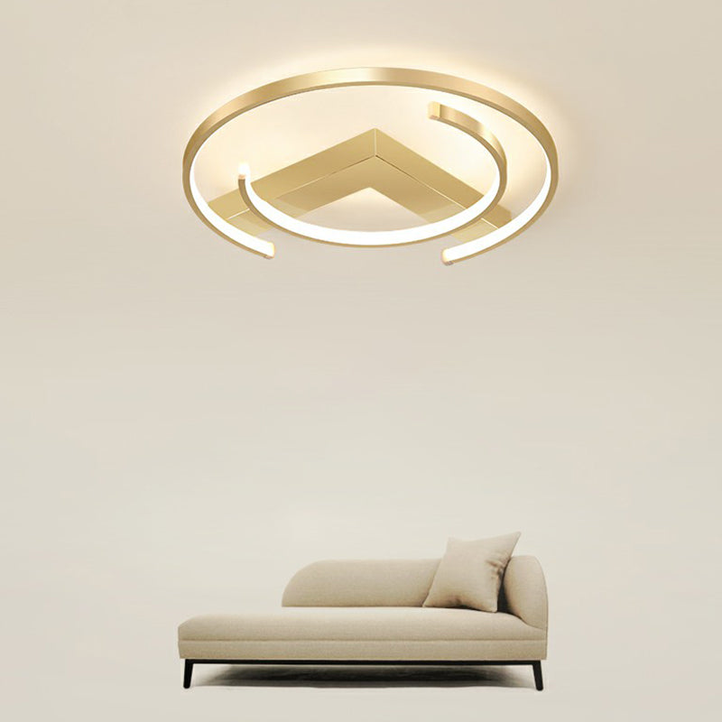 Gold Led Ceiling Flush Light With V And C Shaped Mount Design Acrylic Shade