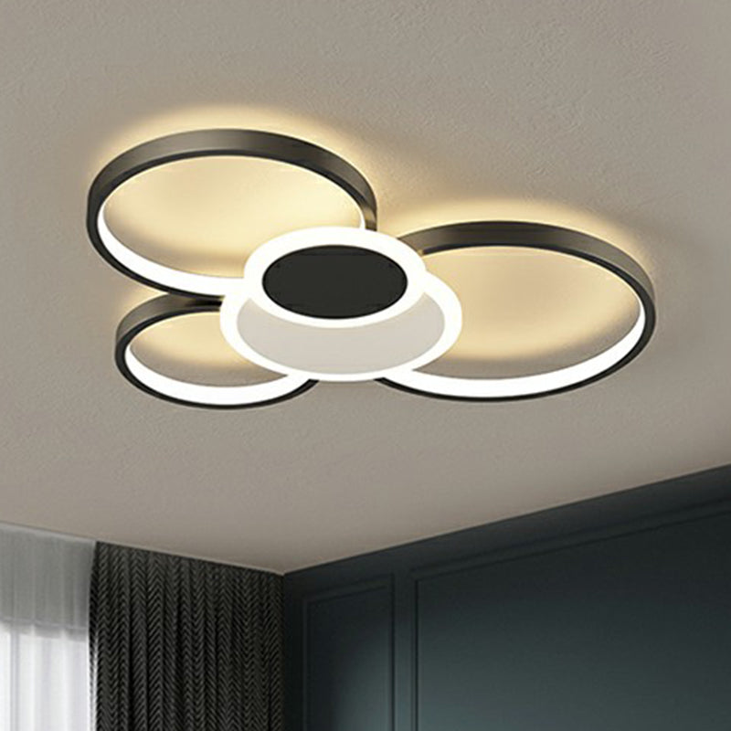 Modern Metal Frame Flush-Mount LED Ceiling Lamp for Living Room - Minimalistic Design