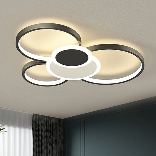 Modern Metal Frame Flush-Mount LED Ceiling Lamp for Living Room - Minimalistic Design