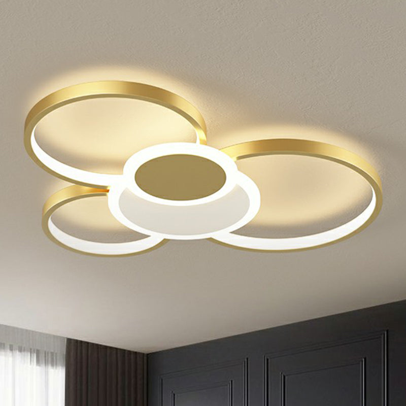 Modern Metal Frame Flush-Mount LED Ceiling Lamp for Living Room - Minimalistic Design