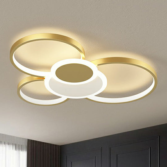 Modern Metal Frame Flush-Mount Led Ceiling Lamp For Living Room - Minimalistic Design Gold / 22