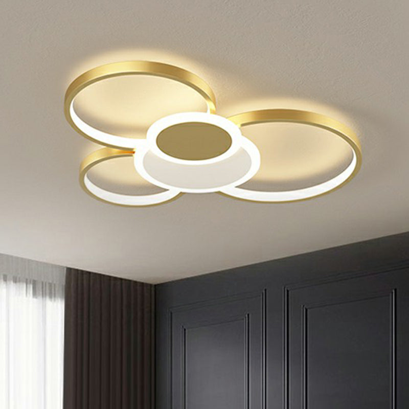 Modern Metal Frame Flush-Mount LED Ceiling Lamp for Living Room - Minimalistic Design