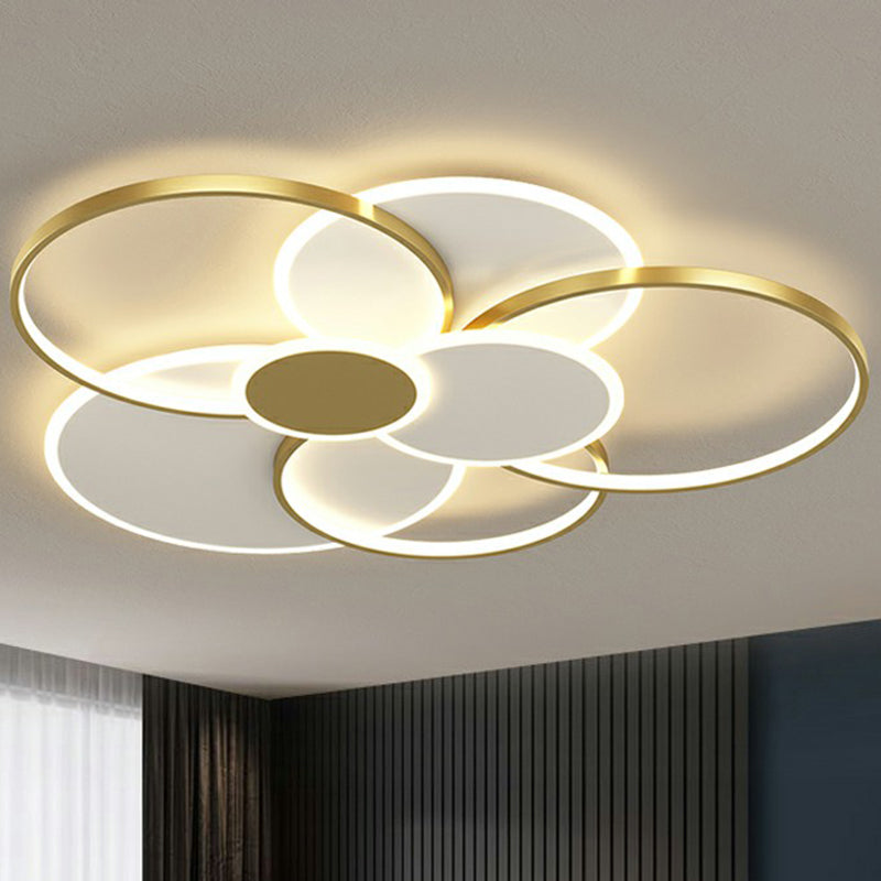 Modern Metal Frame Flush-Mount LED Ceiling Lamp for Living Room - Minimalistic Design