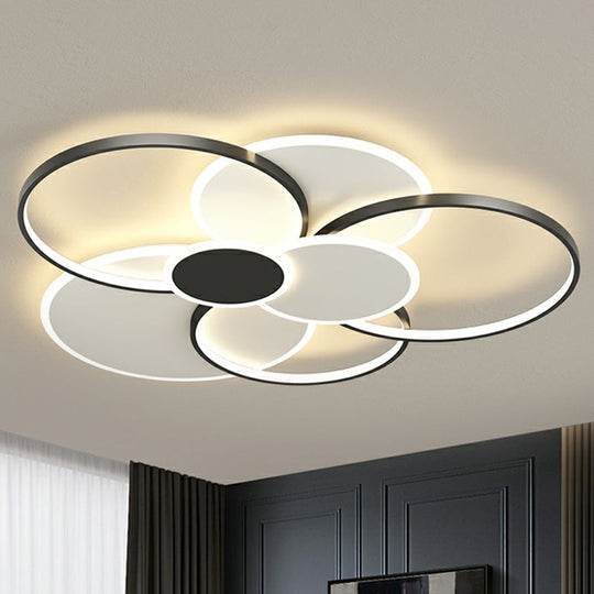 Modern Metal Frame Flush-Mount LED Ceiling Lamp for Living Room - Minimalistic Design