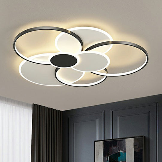 Modern Metal Frame Flush-Mount LED Ceiling Lamp for Living Room - Minimalistic Design