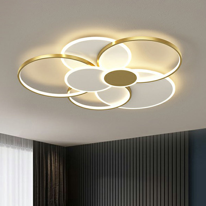 Modern Metal Frame Flush-Mount LED Ceiling Lamp for Living Room - Minimalistic Design