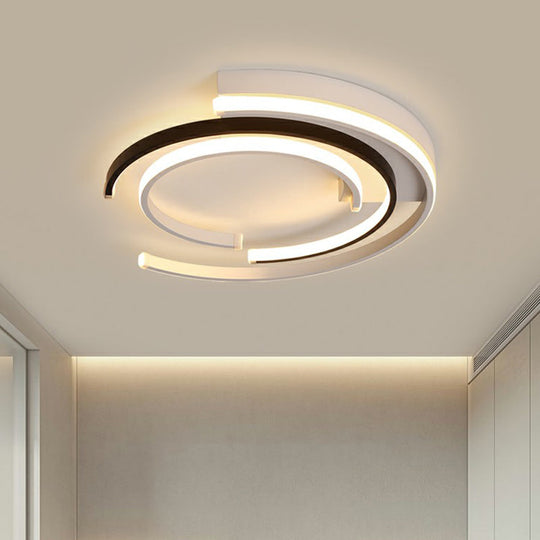 Minimalistic C-Shaped Flush Mount Ceiling Light in Black and White for Bedrooms