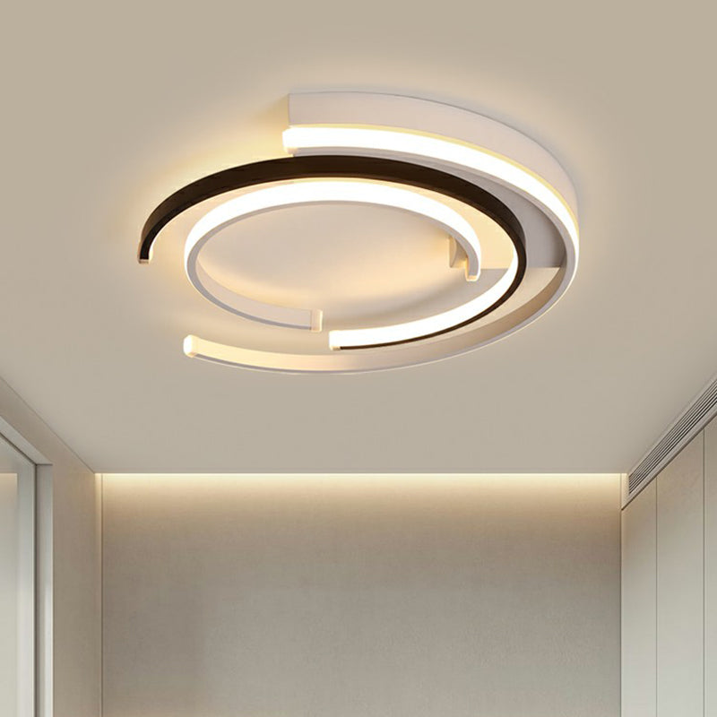 Minimalistic C-Shaped Flush Mount Ceiling Light In Black And White For Bedrooms Black-White / 16