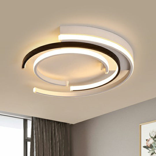 Minimalistic C-Shaped Flush Mount Ceiling Light in Black and White for Bedrooms