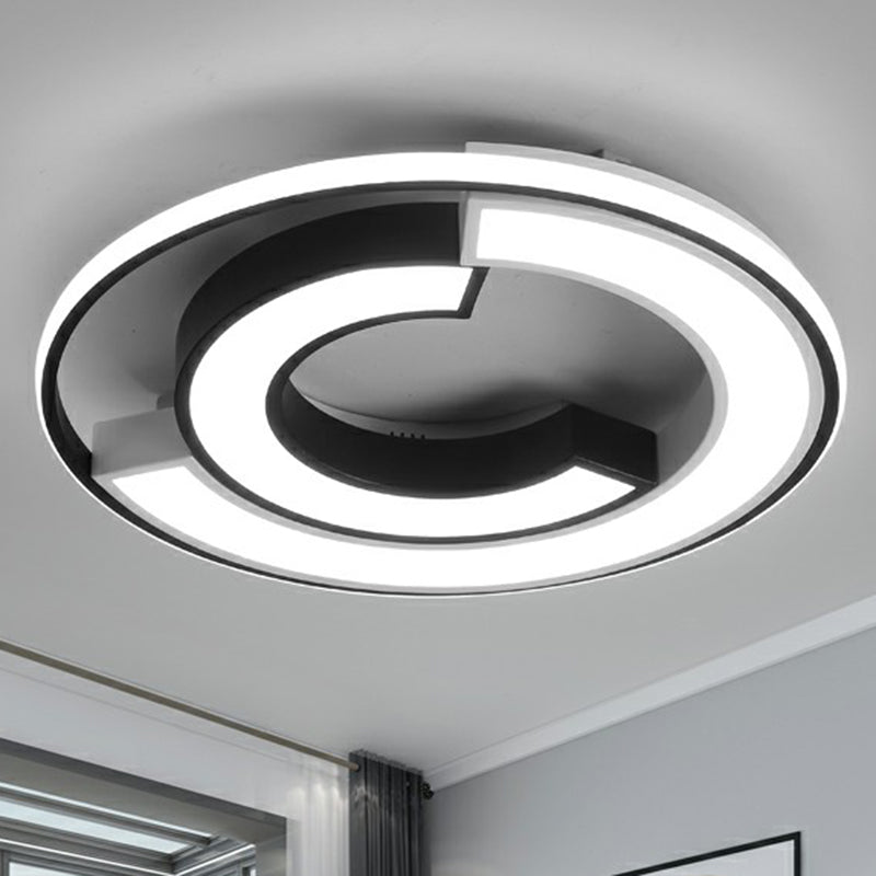 Nordic Black C Shaped Metal LED Flushmount Ceiling Light for Bedroom