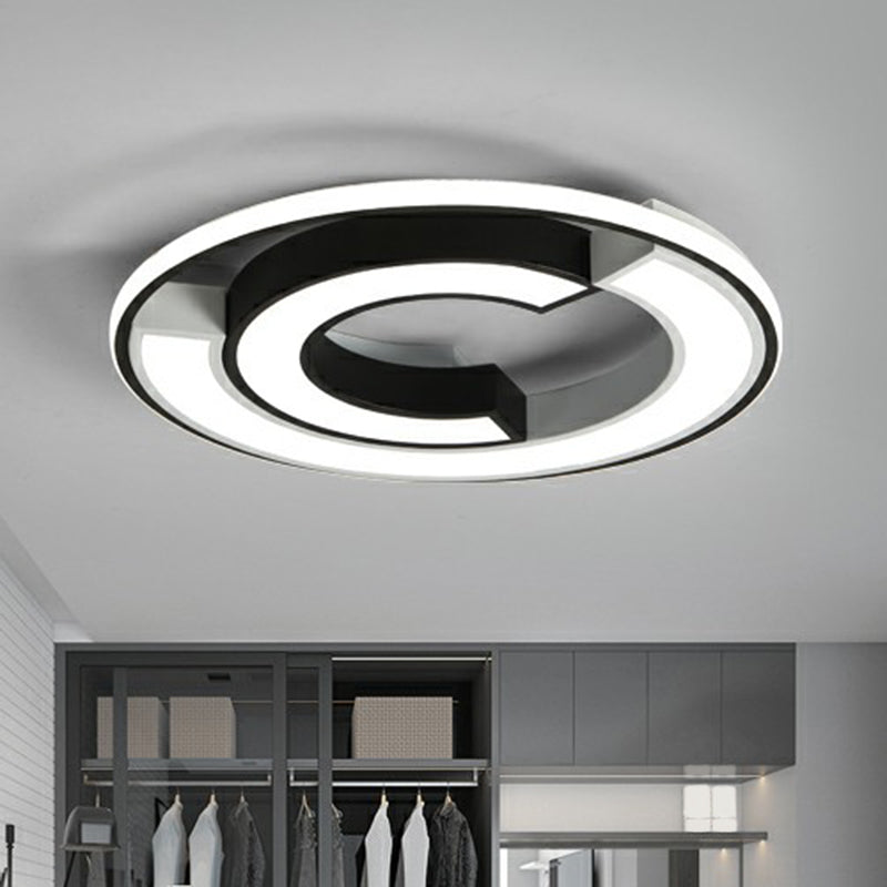 Nordic Black C Shaped Metal LED Flushmount Ceiling Light for Bedroom