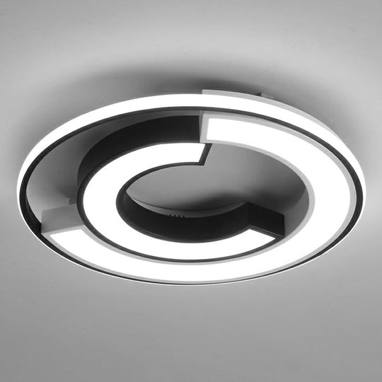 Nordic Black C Shaped Metal LED Flushmount Ceiling Light for Bedroom