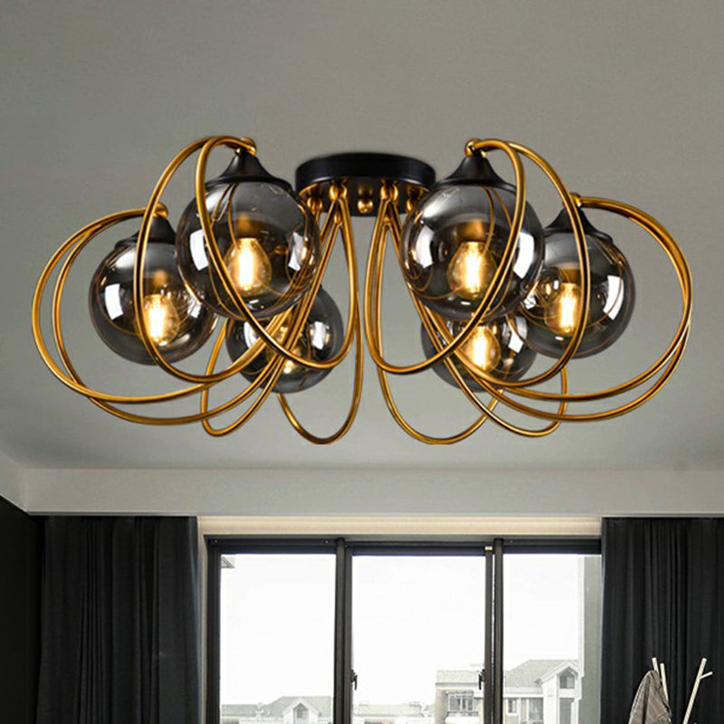 Postmodern Glass Flushmount Ceiling Light With Brass Finish - Ideal For Living Rooms