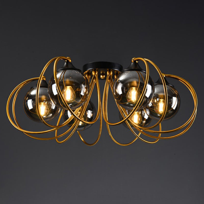 Postmodern Glass Flushmount Ceiling Light With Brass Finish - Ideal For Living Rooms