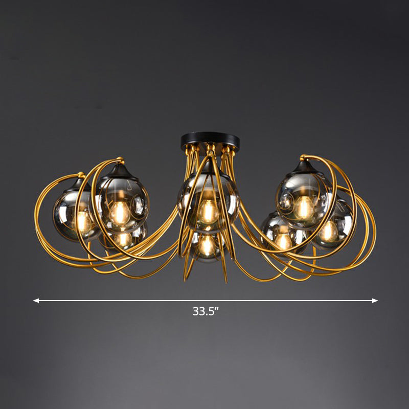 Postmodern Glass Flushmount Ceiling Light With Brass Finish - Ideal For Living Rooms 8 / Smoke Gray