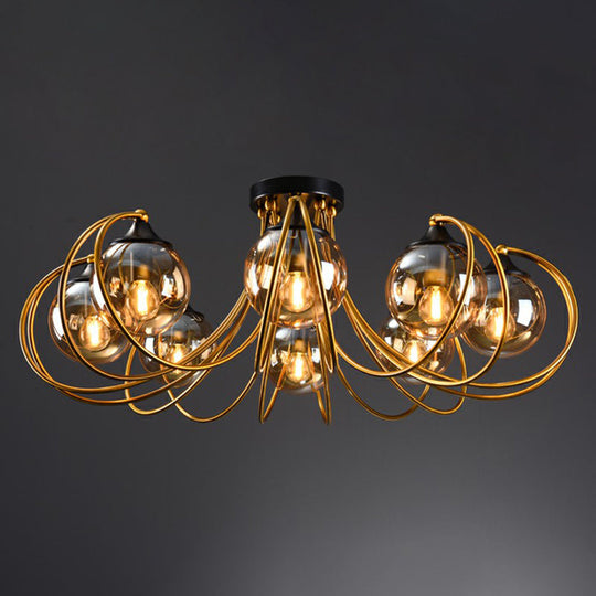 Postmodern Glass Flushmount Ceiling Light With Brass Finish - Ideal For Living Rooms