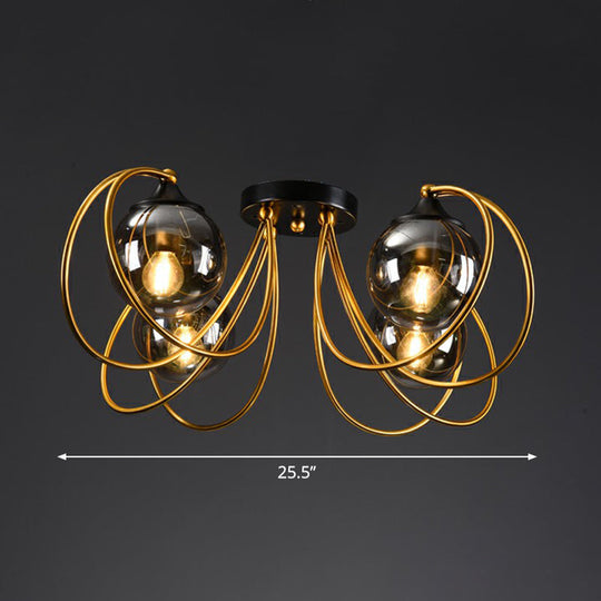 Postmodern Glass Flushmount Ceiling Light With Brass Finish - Ideal For Living Rooms 4 / Smoke Gray