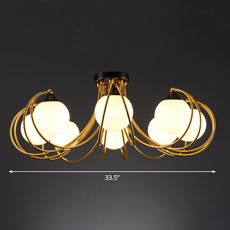 Postmodern Glass Flushmount Ceiling Light With Brass Finish - Ideal For Living Rooms 8 / White