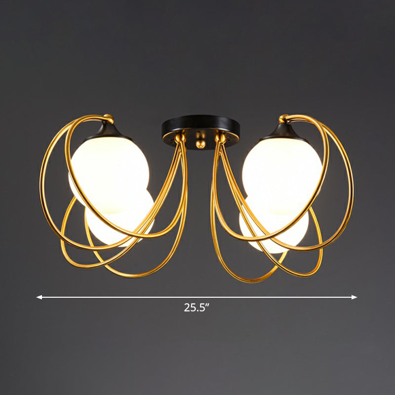 Postmodern Glass Flushmount Ceiling Light With Brass Finish - Ideal For Living Rooms 4 / White