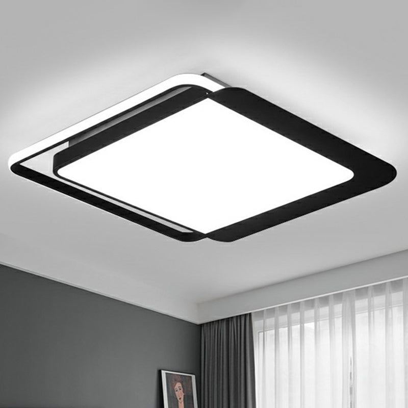 Black Square LED Flush Light with Acrylic Shade - Minimalist Flush Mount Ceiling Fixture