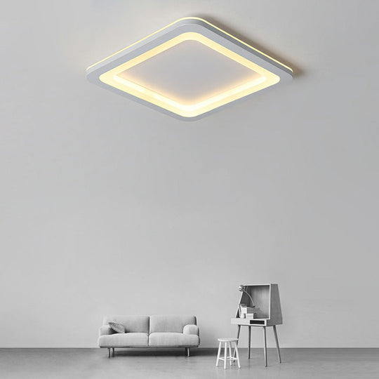 Minimalistic Acrylic LED Ceiling Light: White Square Ultrathin Flush Mount Lamp for Bedroom