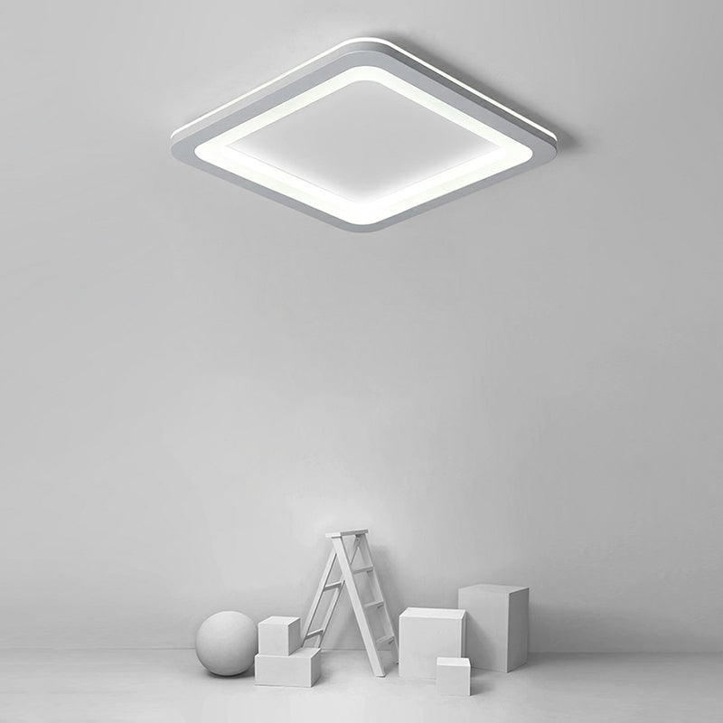 Minimalistic Acrylic LED Ceiling Light: White Square Ultrathin Flush Mount Lamp for Bedroom