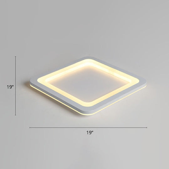 Minimalistic Acrylic LED Ceiling Light: White Square Ultrathin Flush Mount Lamp for Bedroom