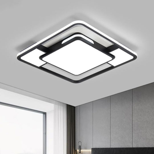 Modern Square Ceiling Flushmount Light in Black and White - Ideal for Bedrooms