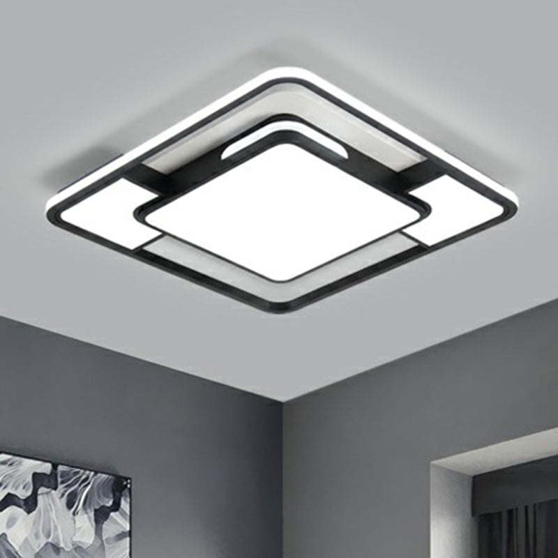 Modern Square Ceiling Flushmount Light in Black and White - Ideal for Bedrooms