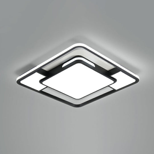 Modern Square Ceiling Flushmount Light in Black and White - Ideal for Bedrooms