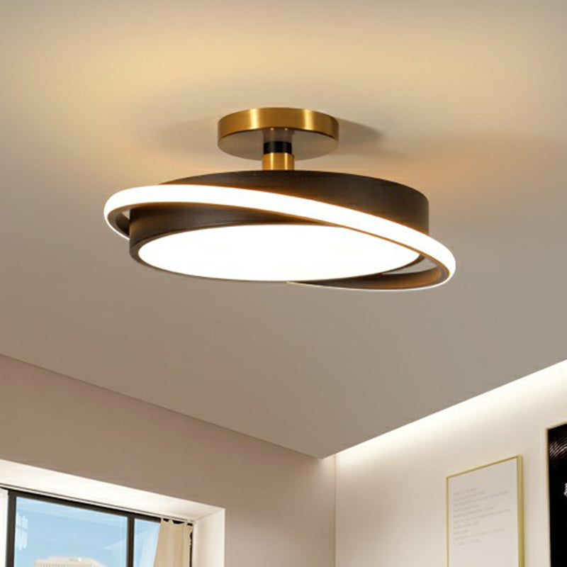 Nordic Acrylic Round Semi Flush Led Ceiling Light For Bedrooms