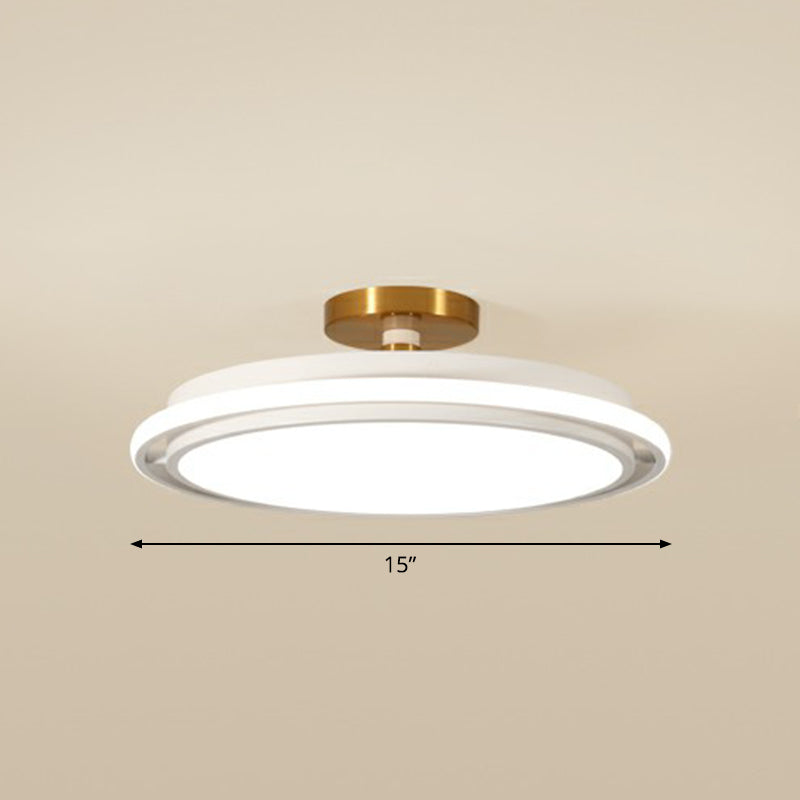 Nordic Acrylic Round Semi Flush Led Ceiling Light For Bedrooms