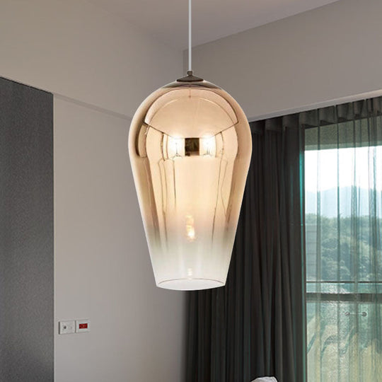 7/8" Wide Cannon Pendant Light - Modern Glass - 1 Light - Chrome/Gold/Rose Gold Hanging Fixture