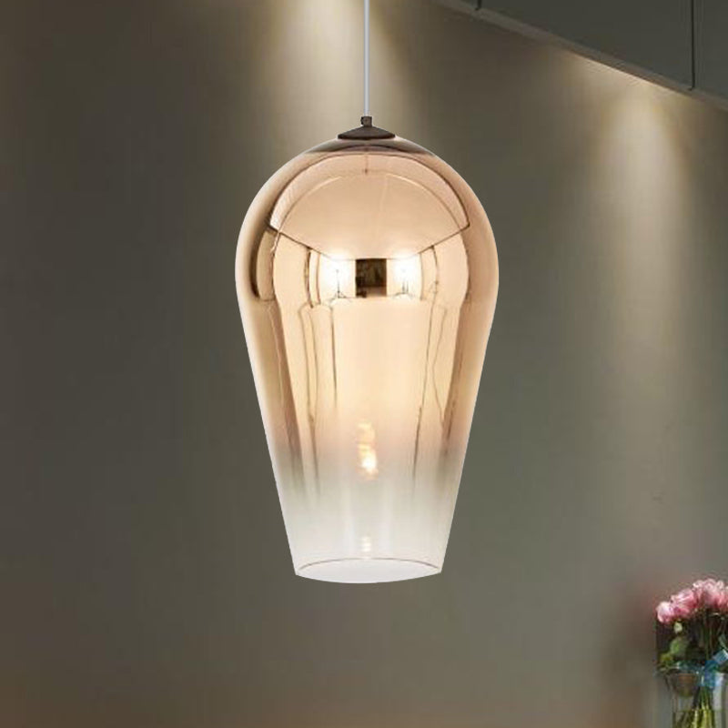 7/8" Wide Cannon Pendant Light - Modern Glass - 1 Light - Chrome/Gold/Rose Gold Hanging Fixture