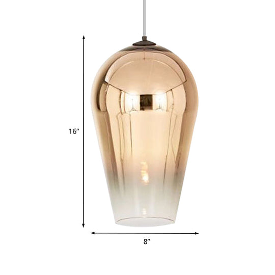 7/8" Wide Cannon Pendant Light - Modern Glass - 1 Light - Chrome/Gold/Rose Gold Hanging Fixture