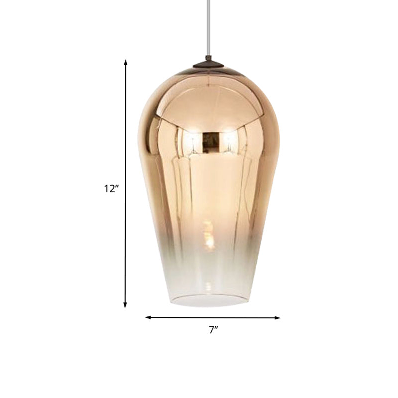 7/8" Wide Cannon Pendant Light - Modern Glass - 1 Light - Chrome/Gold/Rose Gold Hanging Fixture