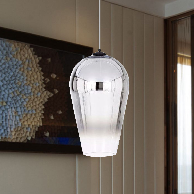 7/8" Wide Cannon Pendant Light - Modern Glass - 1 Light - Chrome/Gold/Rose Gold Hanging Fixture