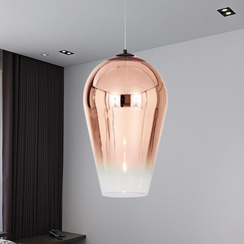 7/8 Wide Modern Glass Cannon Pendant Light - 1 Chrome/Gold/Rose Gold Hanging Rose / 7