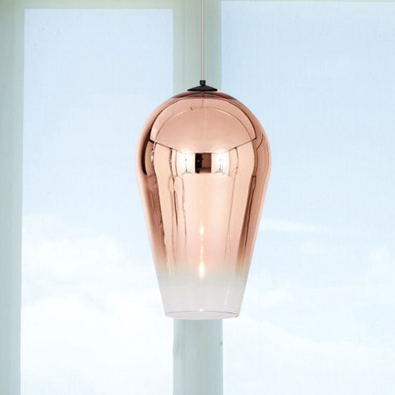 7/8" Wide Cannon Pendant Light - Modern Glass - 1 Light - Chrome/Gold/Rose Gold Hanging Fixture