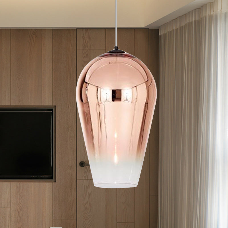 7/8" Wide Cannon Pendant Light - Modern Glass - 1 Light - Chrome/Gold/Rose Gold Hanging Fixture