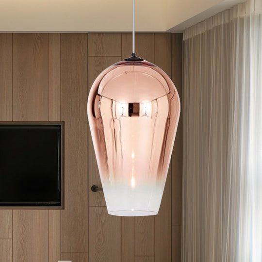 7/8" Wide Cannon Pendant Light - Modern Glass - 1 Light - Chrome/Gold/Rose Gold Hanging Fixture