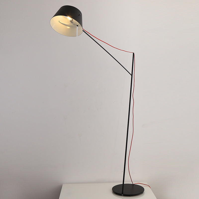 1-Light Modern Desk Lamp With Metallic Shade In Black Finish - Sleek Tapered Design For Living Room