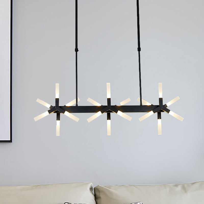 18/24-Light Linear Acrylic Shade Ceiling Pendant For Dining Room - Black/White/Gold Ideal Over