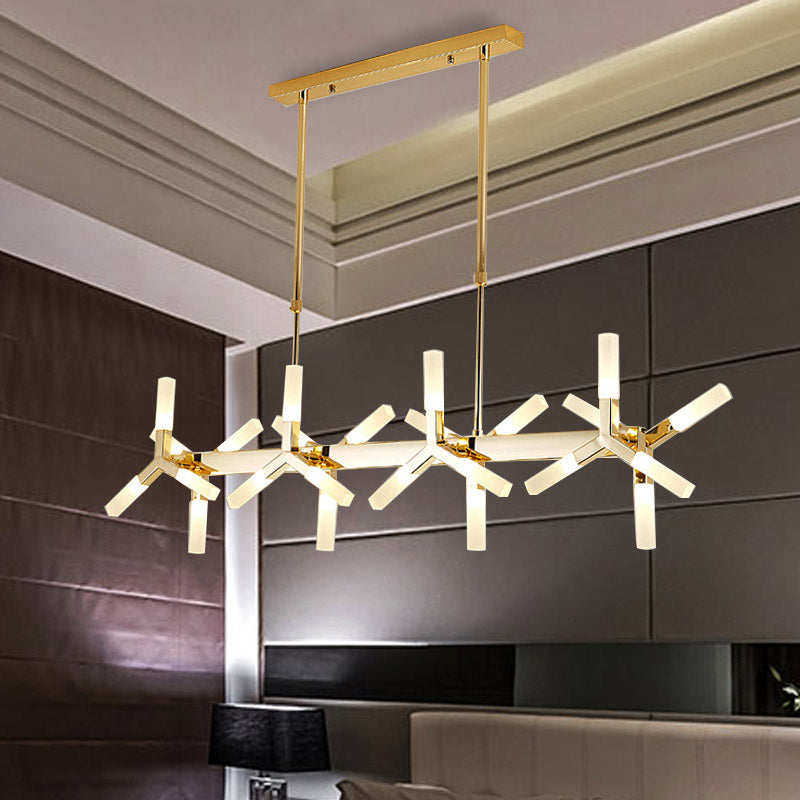 18/24-Light Linear Acrylic Shade Ceiling Pendant For Dining Room - Black/White/Gold Ideal Over