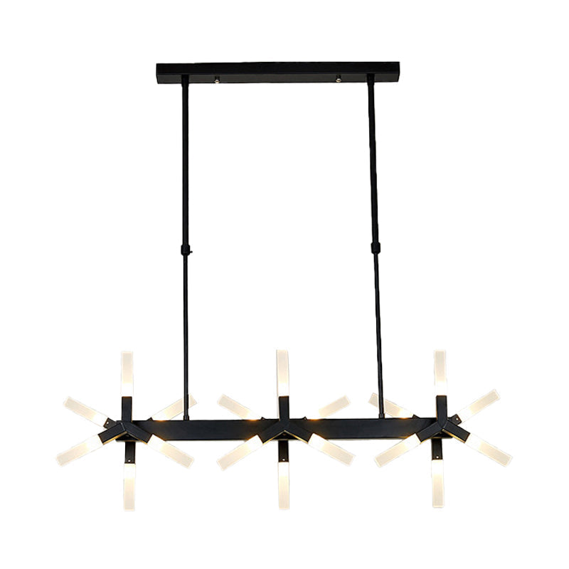 18/24-Light Linear Acrylic Shade Ceiling Pendant For Dining Room - Black/White/Gold Ideal Over