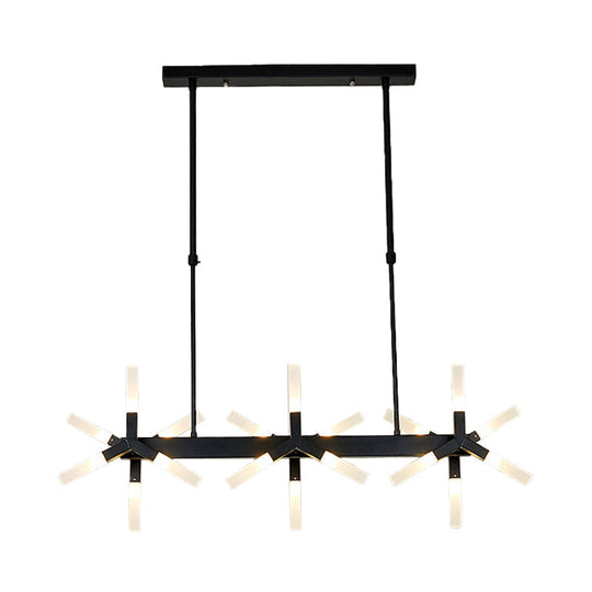 18/24-Light Linear Acrylic Shade Ceiling Pendant For Dining Room - Black/White/Gold Ideal Over