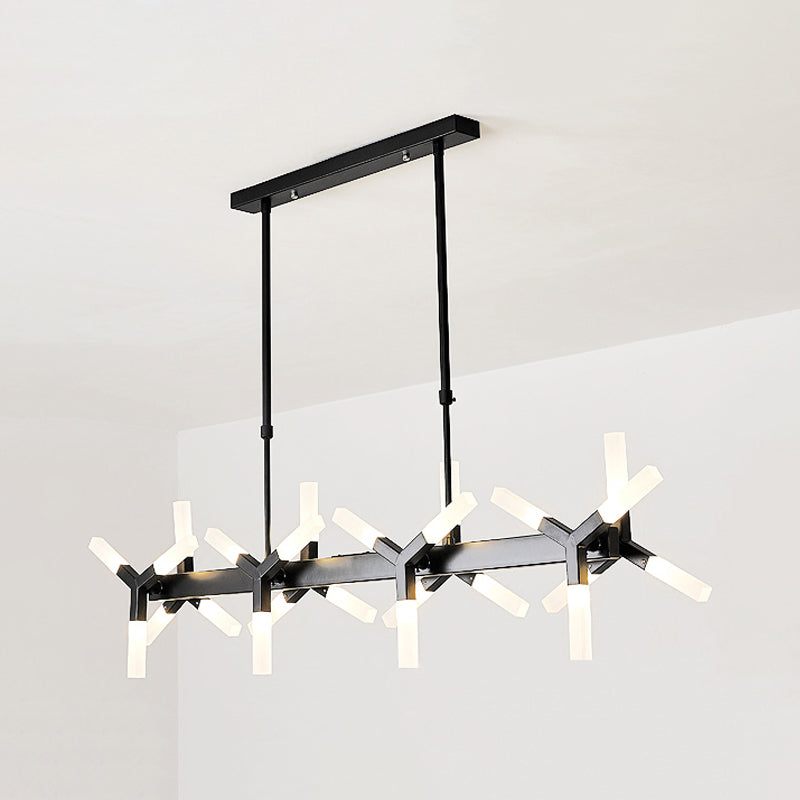 18/24-Light Linear Acrylic Shade Ceiling Pendant For Dining Room - Black/White/Gold Ideal Over